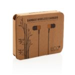 Bambusowe bezprzewodowe słuchawki douszne z nadrukiem gadżet reklamowy