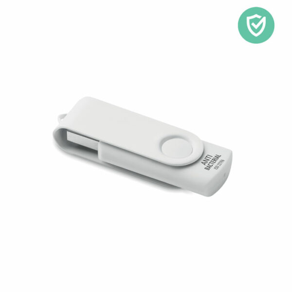 Antybakteryjna pamięć flash USB 4 GB z metalową osłoną. Obróć pokrywę i podłącz do portu USB.. Gadżet reklamowy dla firmy.