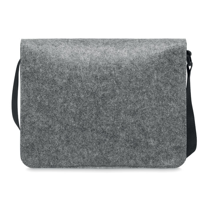 Filcowa torba listonoszka lub torba na laptopa RPET z zapięciem na rzep. Pasuje do 15-calowego laptopa.. Gadżet reklamowy dla firmy.