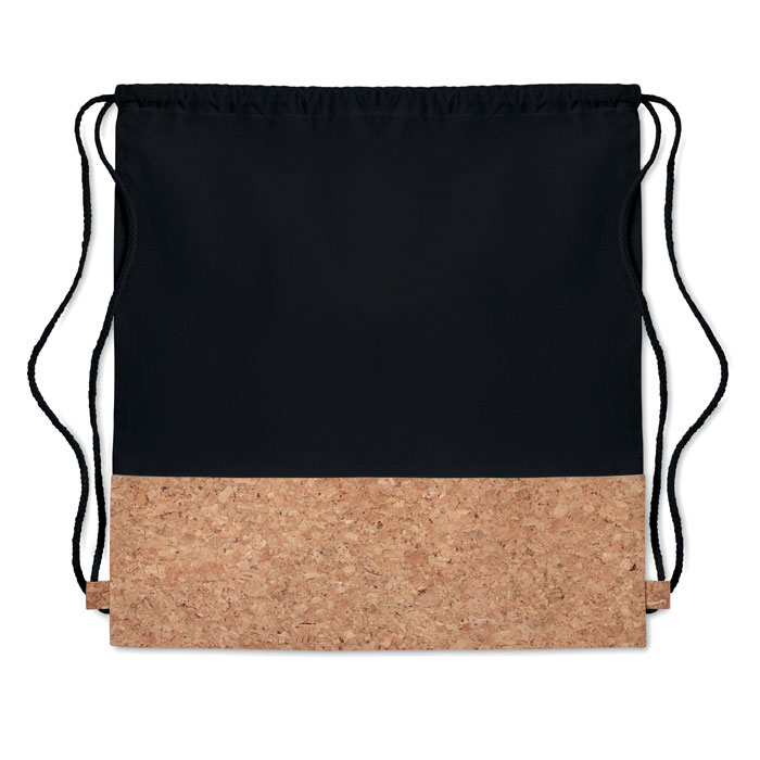 Bawełniany worek ze sznurkiem z korkowym wykończeniem. Długie rączki. 160 g/m². Korek jest materiałem naturalnym