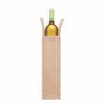 Torba prezentowa na wino na jedną butelkę z juty i płótna 320 gr/m².. Gadżet reklamowy dla firmy.