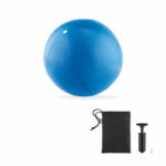 Mała piłka do ćwiczeń pilates lub jogi z PVC w pokrowcu RPET z pompką ręczną. Nadmuchana: Ø22cm. Gadżet reklamowy dla firmy.
