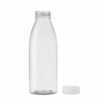 Butelka z RPET wolnego od BPA z pokrywką z PP. Szczelna. Pojemność: 500 ml. Nie nadaje się do napojów gazowanych.. Gadżet reklamowy dla firmy.