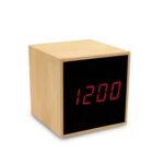 Bambusowy zegar na biurko z alarmem z nadrukiem gadżet reklamowy