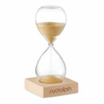 5-minutowy zegar piaskowy, klepsydra, ze szkła borokrzemowego, z podstawą z drewna bukowego.