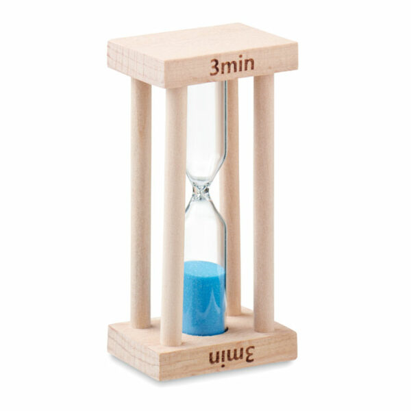 Drewniany zegar piaskowy. Klepsydra ok. 3 minuty. Gadżet reklamowy dla firmy.