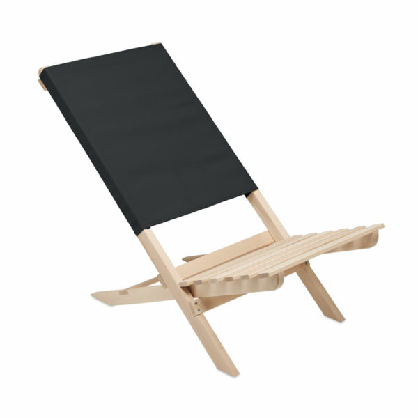 plażowe krzesło drewniane z niskim profilem siedzenia. Oparcie z tkaniny poliestrowej. Max: waga 95 kg. Wyprodukowano w UE. Ten przedmiot może być dostarczony tylko w wielokrotności opakowania zewnętrznego zawierającego 2 szt.. Gadżet reklamowy dla firmy.