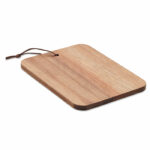 Deska do krojenia z drewna akacjowego ze sznurkiem z PU. Drewno jest produktem naturalnym