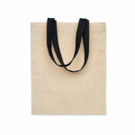 Mała bawełniana torba na prezenty lub gadżety z krótkimi uchwytami. 140 gr/m².. Gadżet reklamowy dla firmy.