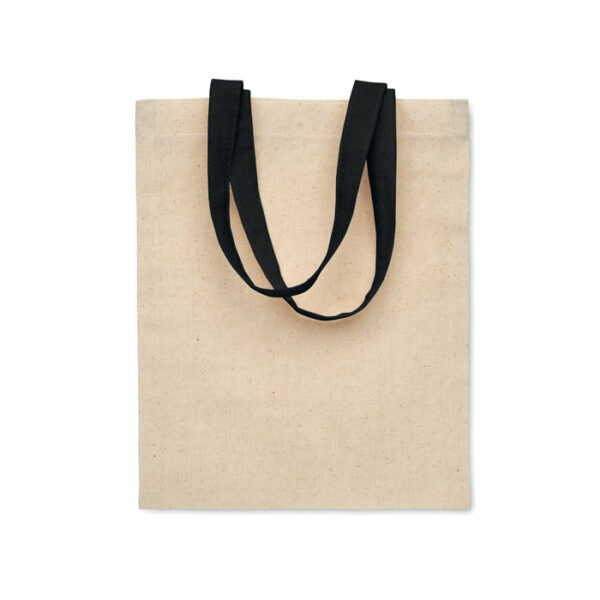 Mała bawełniana torba na prezenty lub gadżety z krótkimi uchwytami. 140 gr/m².. Gadżet reklamowy dla firmy.