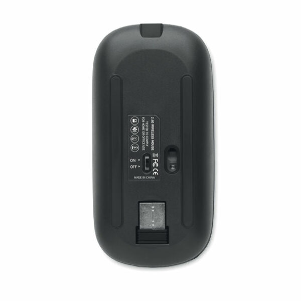 Bezprzewodowa mysz optyczna z ABS z baterią 500 mAh ładowaną przez USB.. Gadżet reklamowy dla firmy.