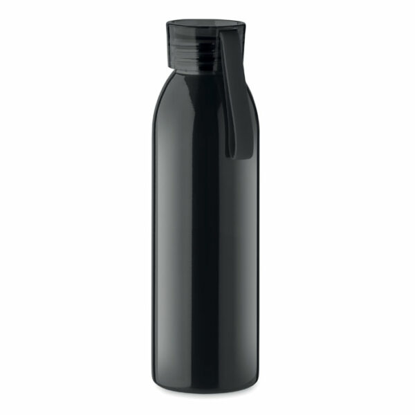 Jednościenna butelka ze stali nierdzewnej z pokrywką z PP i silikonową zawieszką. Pojemność: 650 ml.. Gadżet reklamowy dla firmy.