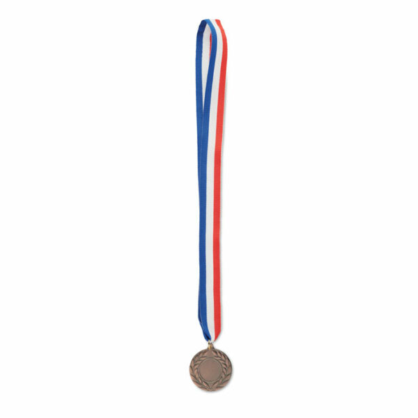 Medal wykonany z żelaza z poliestrowym paskiem w kolorach niebieskim